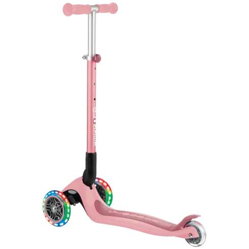 Monopattino 3 Ruote Bambini Rosa Pastello Pieghevole Luci LED 50 kg