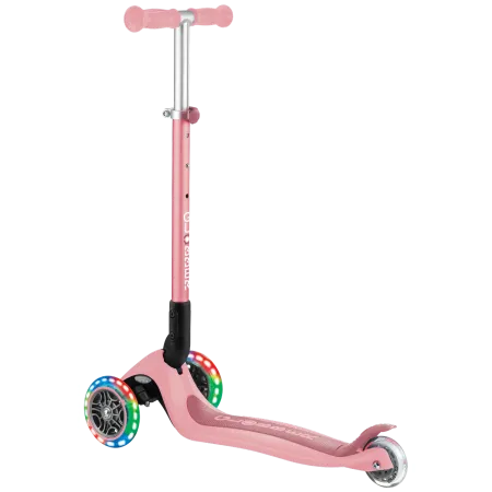 Monopattino 3 Ruote Bambini Rosa Pastello Pieghevole Luci LED 50 kg