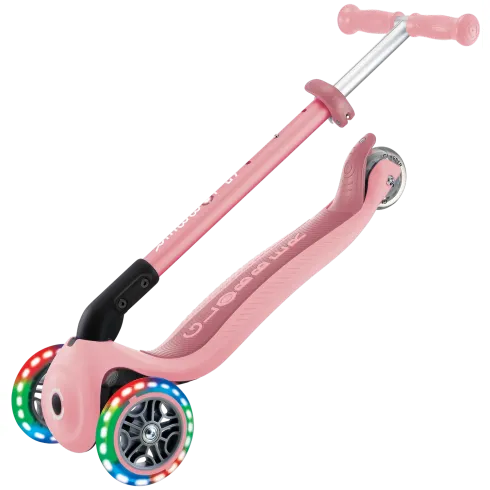 Monopattino 3 Ruote Bambini Rosa Pastello Pieghevole Luci LED 50 kg
