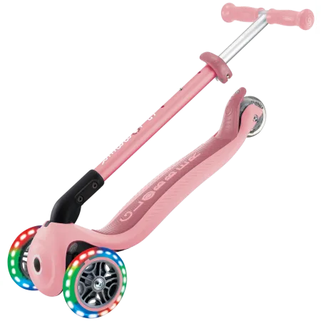 Monopattino 3 Ruote Bambini Rosa Pastello Pieghevole Luci LED 50 kg