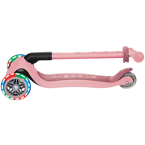 Monopattino 3 Ruote Bambini Rosa Pastello Pieghevole Luci LED 50 kg