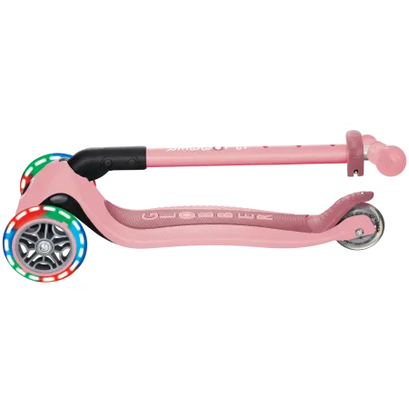 Monopattino 3 Ruote Bambini Rosa Pastello Pieghevole Luci LED 50 kg