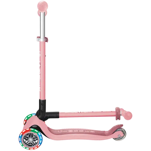 Monopattino 3 Ruote Bambini Rosa Pastello Pieghevole Luci LED 50 kg