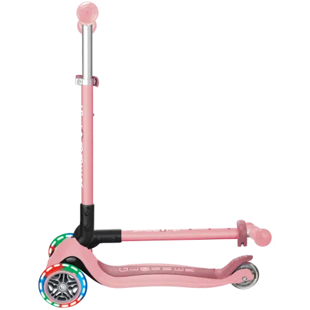 Monopattino 3 Ruote Bambini Rosa Pastello Pieghevole Luci LED 50 kg