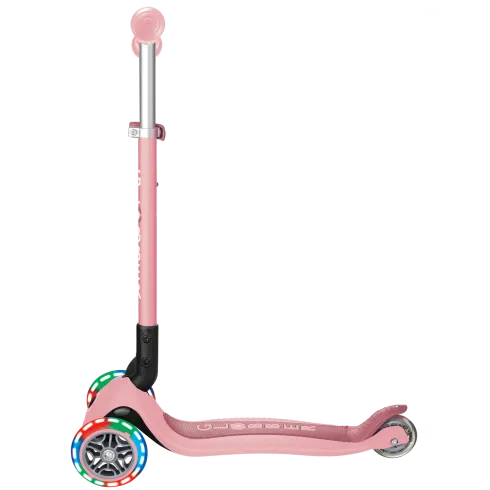 Monopattino 3 Ruote Bambini Rosa Pastello Pieghevole Luci LED 50 kg