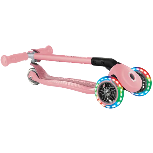 Monopattino 3 Ruote Bambini Rosa Pastello Pieghevole Luci LED 50 kg
