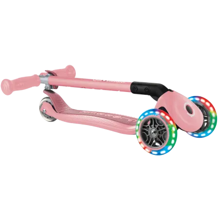 Monopattino 3 Ruote Bambini Rosa Pastello Pieghevole Luci LED 50 kg