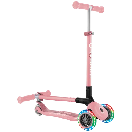 Monopattino 3 Ruote Bambini Rosa Pastello Pieghevole Luci LED 50 kg