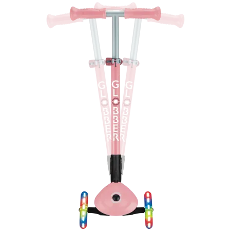 Monopattino 3 Ruote Bambini Rosa Pastello Pieghevole Luci LED 50 kg