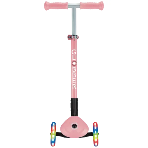 Monopattino 3 Ruote Bambini Rosa Pastello Pieghevole Luci LED 50 kg