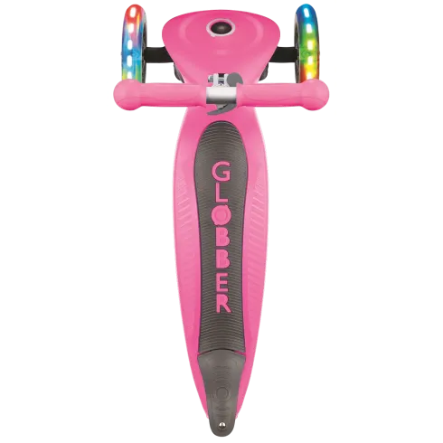 Monopattino a 3 Ruote Bambini Rosa Neon Pieghevole Luci LED 50 kg