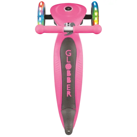 Monopattino a 3 Ruote Bambini Rosa Neon Pieghevole Luci LED 50 kg