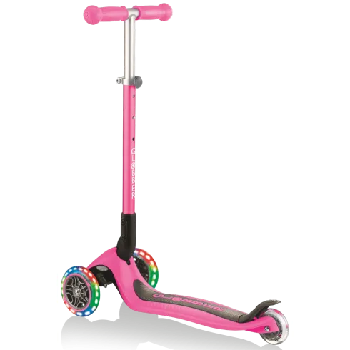 Monopattino a 3 Ruote Bambini Rosa Neon Pieghevole Luci LED 50 kg