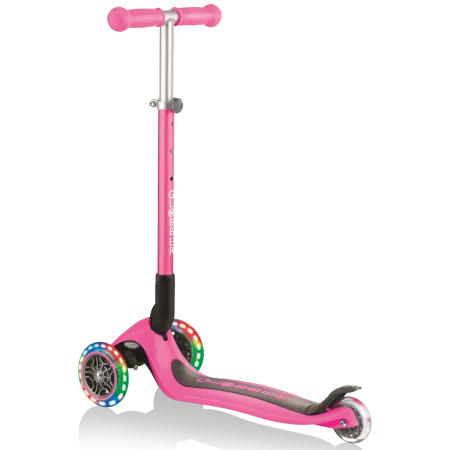 Monopattino a 3 Ruote Bambini Rosa Neon Pieghevole Luci LED 50 kg
