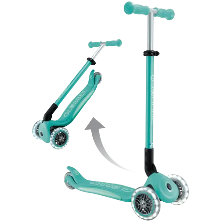 Monopattino per Bambini a 3 Ruote Verde Menta con Luci LED Regolabile