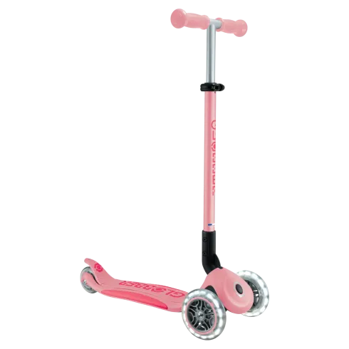 Monopattino per Bambini 3 Ruote Rosa Pastello con Luci LED Regolabile