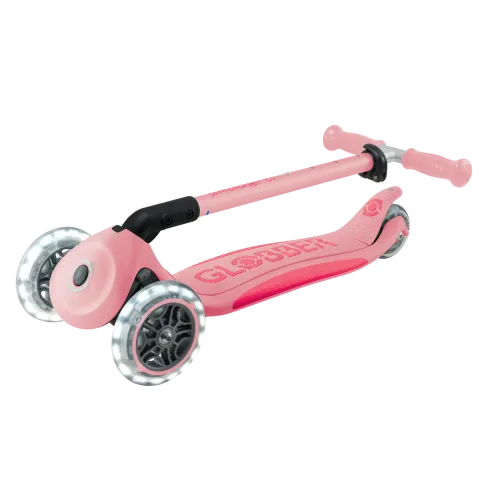 Monopattino per Bambini 3 Ruote Rosa Pastello con Luci LED Regolabile