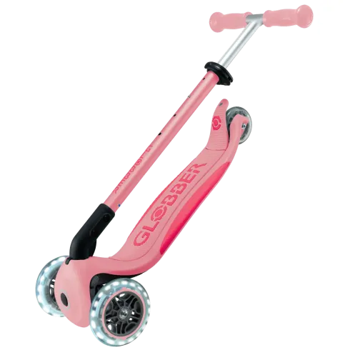Monopattino per Bambini 3 Ruote Rosa Pastello con Luci LED Regolabile