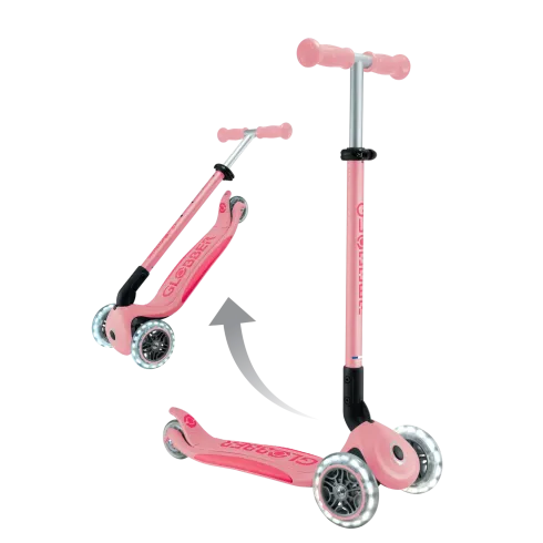 Monopattino per Bambini 3 Ruote Rosa Pastello con Luci LED Regolabile