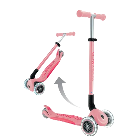 Monopattino per Bambini 3 Ruote Rosa Pastello con Luci LED Regolabile
