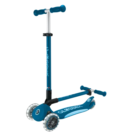 Monopattino per Bambini a 3 Ruote Blu Petrolio con Luci LED Regolabile