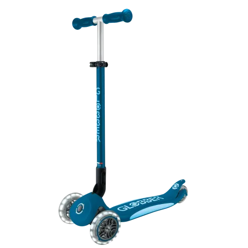 Monopattino per Bambini a 3 Ruote Blu Petrolio con Luci LED Regolabile