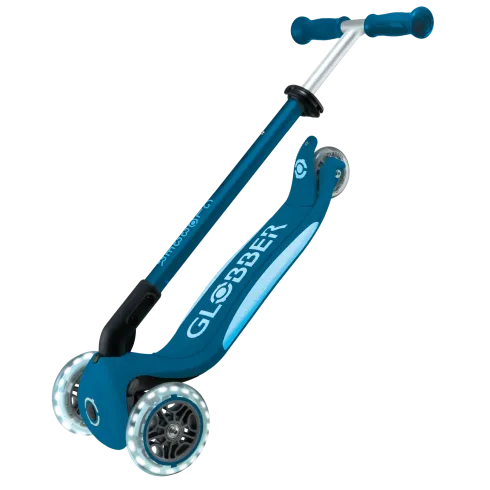 Monopattino per Bambini a 3 Ruote Blu Petrolio con Luci LED Regolabile