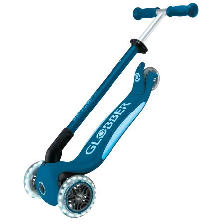 Monopattino per Bambini a 3 Ruote Blu Petrolio con Luci LED Regolabile