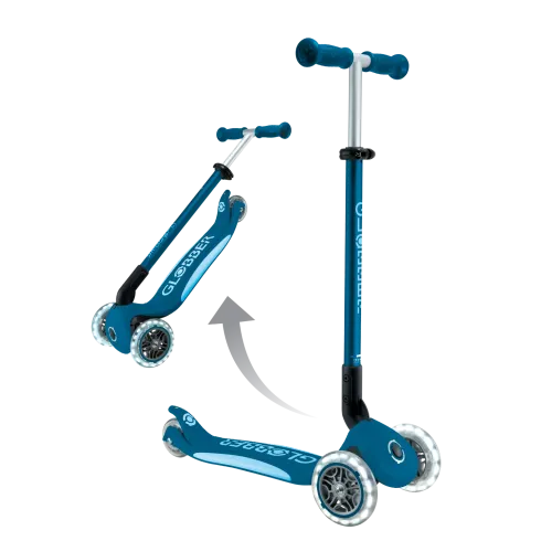 Monopattino per Bambini a 3 Ruote Blu Petrolio con Luci LED Regolabile