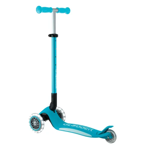 Monopattino per Bambini a 3 Ruote Blu Acqua con Luci LED Regolabile