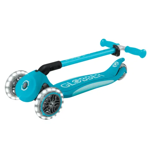 Monopattino per Bambini a 3 Ruote Blu Acqua con Luci LED Regolabile