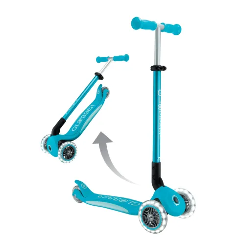 Monopattino per Bambini a 3 Ruote Blu Acqua con Luci LED Regolabile