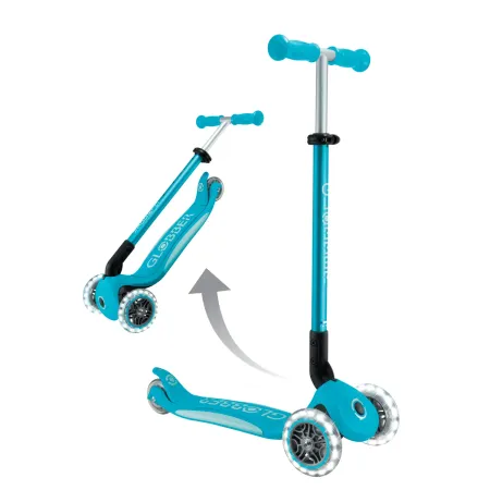 Monopattino per Bambini a 3 Ruote Blu Acqua con Luci LED Regolabile