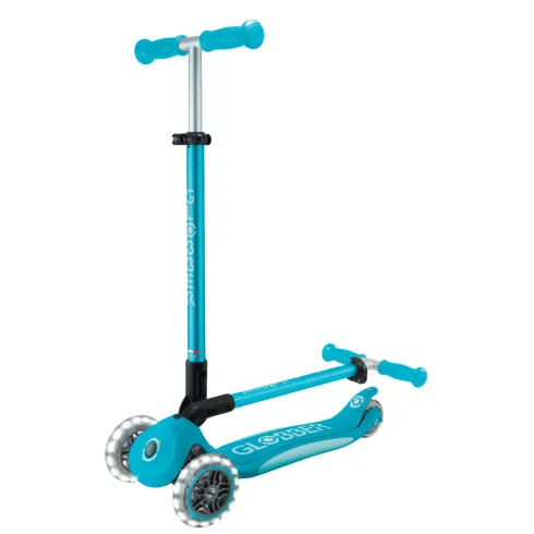 Monopattino per Bambini a 3 Ruote Blu Acqua con Luci LED Regolabile