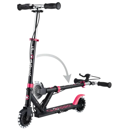 Monopattino Pieghevole per Bambini 2 Ruote Nero Rosa Luci Anteriori