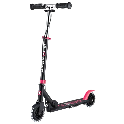 Monopattino Pieghevole per Bambini 2 Ruote Nero Rosa Luci Anteriori