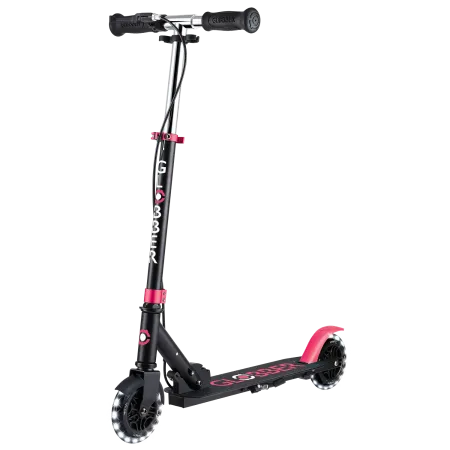 Monopattino Pieghevole per Bambini 2 Ruote Nero Rosa Luci Anteriori