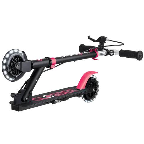 Monopattino Pieghevole per Bambini 2 Ruote Nero Rosa Luci Anteriori
