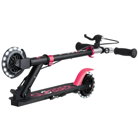 Monopattino Pieghevole per Bambini 2 Ruote Nero Rosa Luci Anteriori