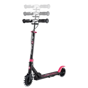Monopattino Pieghevole per Bambini 2 Ruote Nero Rosa Luci Anteriori 2