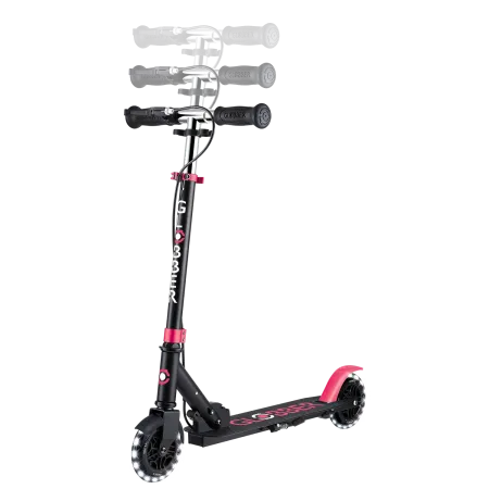 Monopattino Pieghevole per Bambini 2 Ruote Nero Rosa Luci Anteriori