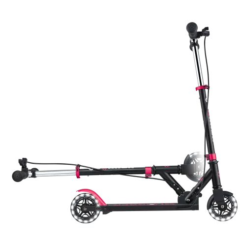 Monopattino Pieghevole per Bambini 2 Ruote Nero Rosa Luci Anteriori