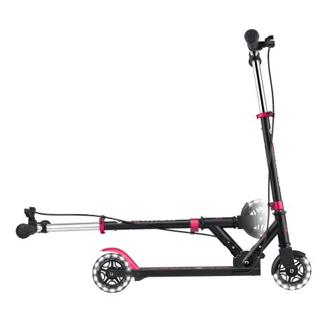 Monopattino Pieghevole per Bambini 2 Ruote Nero Rosa Luci Anteriori