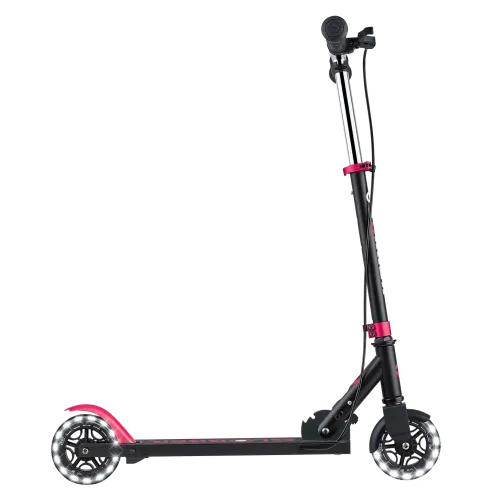 Monopattino Pieghevole per Bambini 2 Ruote Nero Rosa Luci Anteriori