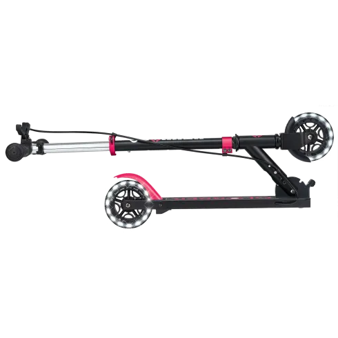 Monopattino Pieghevole per Bambini 2 Ruote Nero Rosa Luci Anteriori
