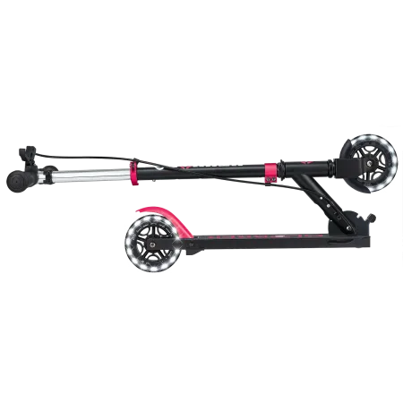 Monopattino Pieghevole per Bambini 2 Ruote Nero Rosa Luci Anteriori