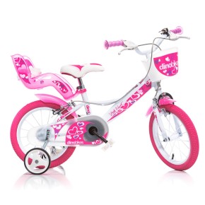 Bicicletta per Bambina Ruota 16 Pollici 4 5 anni Piccoli Cuori con Rotelle Freni