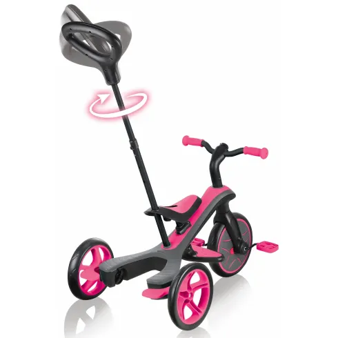 Triciclo Evolutivo per Bambini 4 in 1 Nero Rosa Neon Regolabile