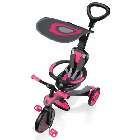 Triciclo Evolutivo per Bambini 4 in 1 Nero Rosa Neon Regolabile