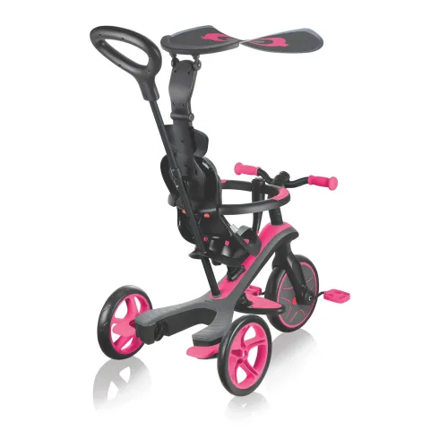 Triciclo Evolutivo per Bambini 4 in 1 Nero Rosa Neon Regolabile